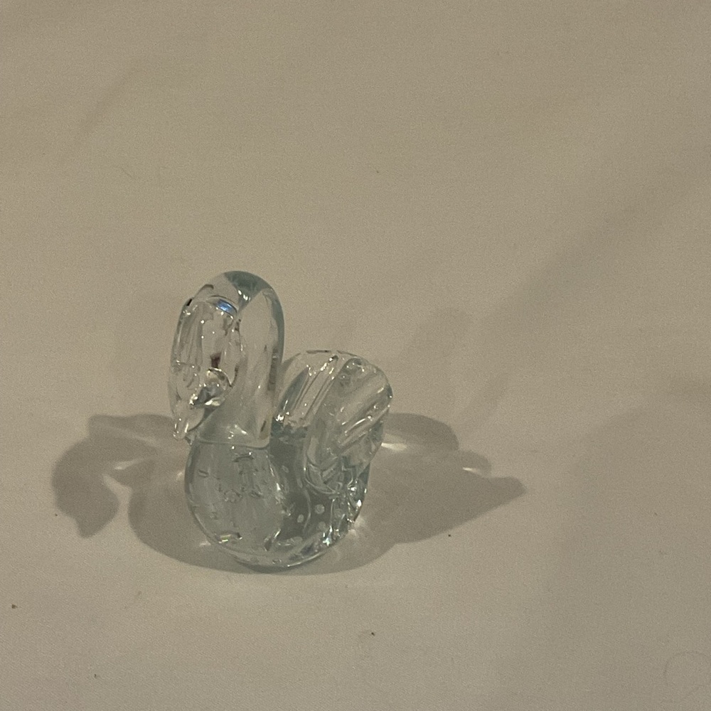 Clear Glass Swan Figurine Paperweight‎ Home Decor Collectible Bird Animal